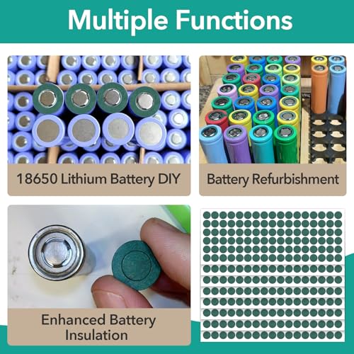 Image of 816Pcs 18650 Lithium Battery Insulator Rings - Electrical Insulation Ring | Green Self-Adhesive Insulator Ring for 18650 Cells, Highland Barley Paper
