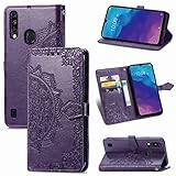 Ranyi for ZTE Blade A7 2020 Case, ZTE Blade A7 Prime Case, Mandala Flower Wallet Case with Credit Card Holder Kickstand Leather Flip Folio Magnetic Wallet Case for ZTE Blade A7 Prime/A7 2020 -Purple