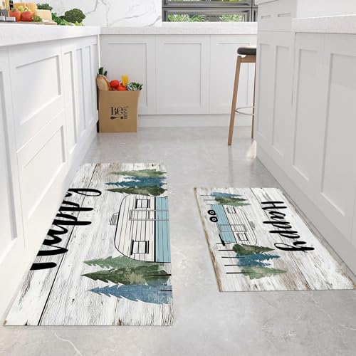 Juegos de almohadillas de cocina con base antideslizante y diseño retro de árboles vintage 4