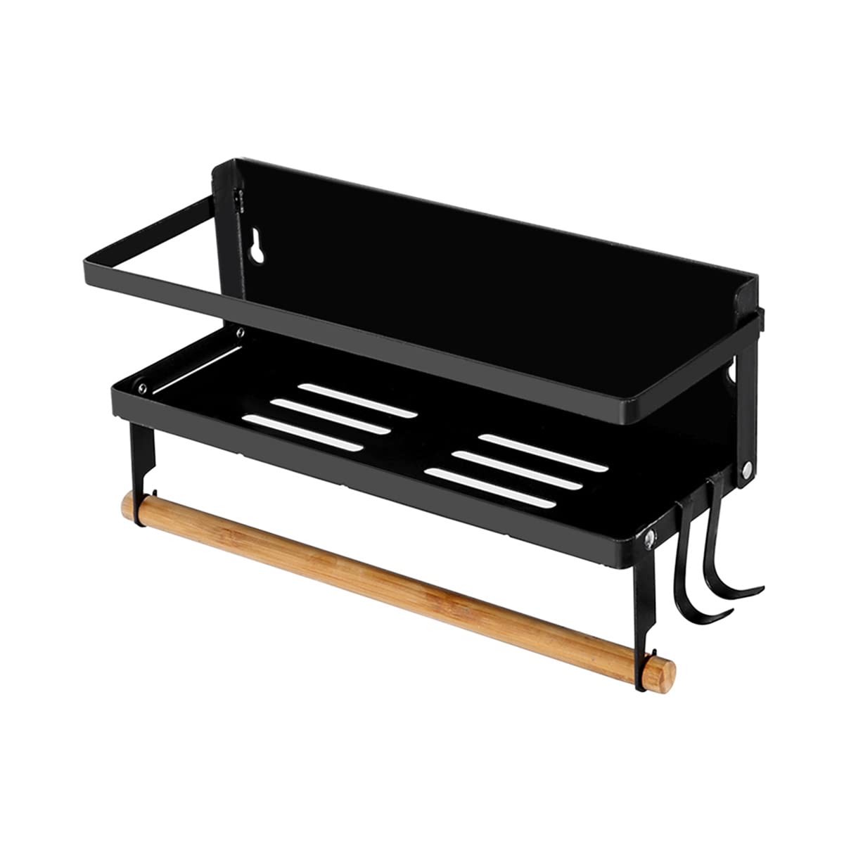 Redwestmelon Foldable Magnetic Spice Rack Fridge Storage Organiser Refrigerator Side Rack Roll Paper Towel Holder Multifunctional Kitchen Shelf (1 Tier)