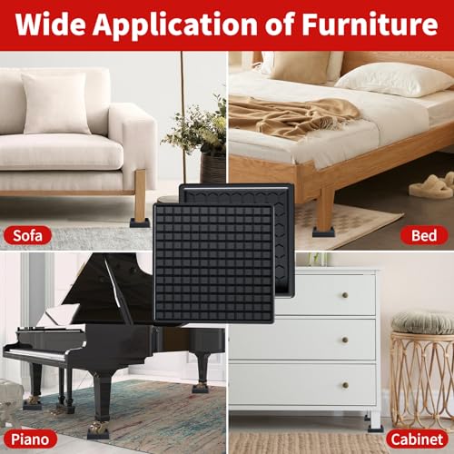 Image of Ezprotekt Non Slip Furniture Pads, 16 Pcs 2 inch Anti Slip Rubber Caster Cups, Anti Skid Furniture Coasters for Hardwood Floors, No Slide Furniture Gripper, Furniture Stoppers to Prevent Sliding (Black)