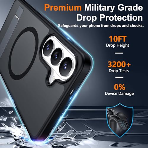 Image of SPIDERCASE Magnetic for Samsung Galaxy S26 Case, [3 Stand Ways][ Military Grade Drop Protection] with Invisible Stand Shockproof Slim Case for Samsung Galaxy S26 6.3 inch, Black