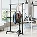 Simple Houseware Double Rod Portable Clothing Hanging Garment Rack