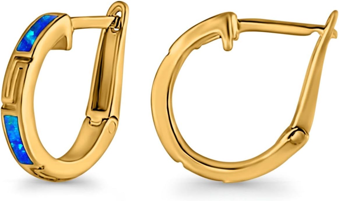 Hoop Earrings Created Opal 925 Sterlig Silver (18mm)