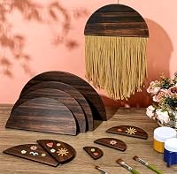 2 Stück 19.7 Zoll Große Unbehandeltes Natur Carbonisation Halbe Runde Holzplatte,1.5CM Dicke Halbe Holz Baumscheibe Kreise für Handgefertigte Dekorieren,Basteln,Bemalen,Zeichen,Holzschnitzerei – Ansicht 5