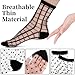 Lusofie 5 Pairs Sheer Socks Black See Through Socks Checkered Dot Striped Plaid Ankle Summer Socks for Women Thin Fashion (Style A)