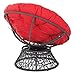 OSP Home Furnishings Wicker Papasan Chair with 360-Degree Swivel, 40” W x 36” D x 35.25” H, Grey Frame with Red Cushion