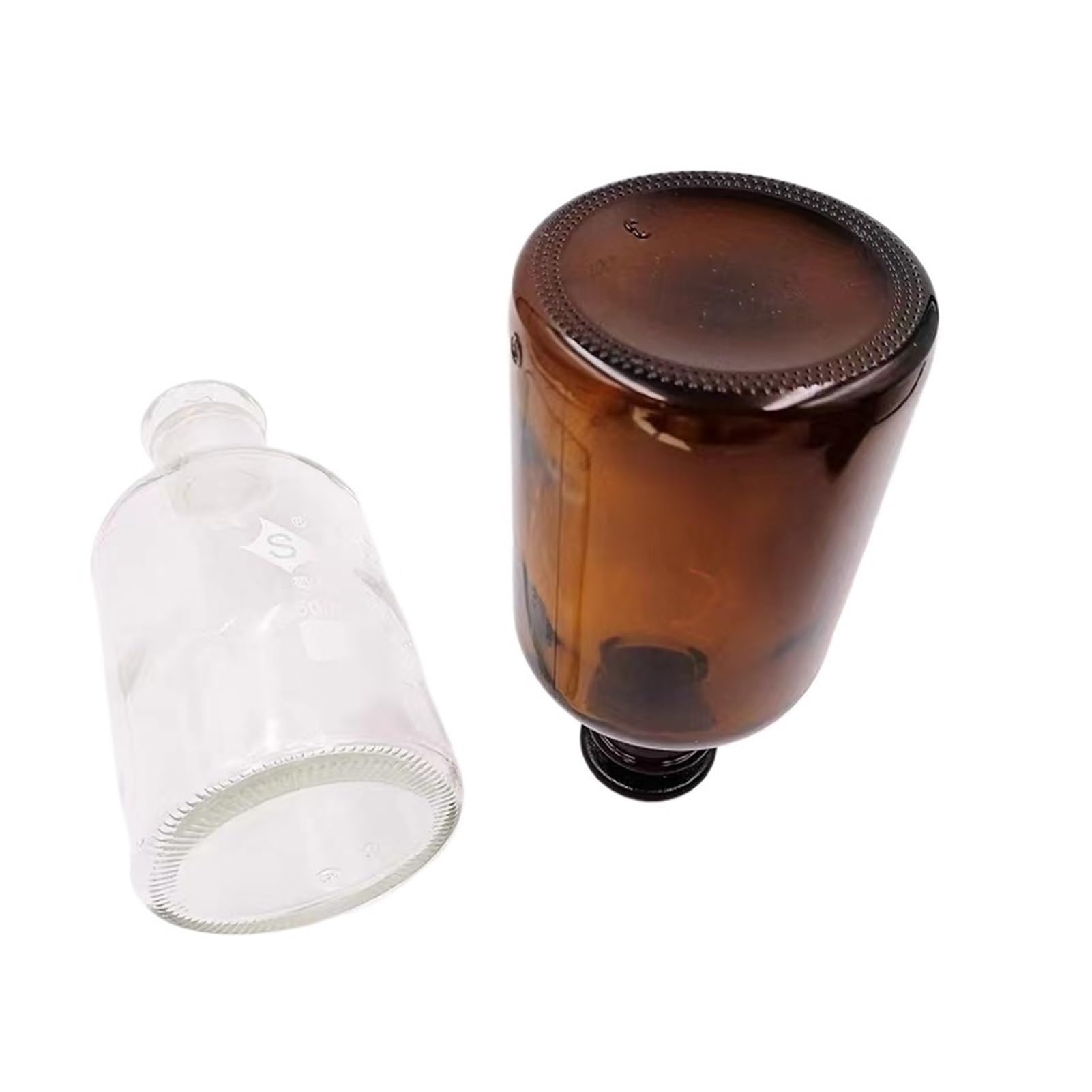 Botella para reactivos de Laboratorio, Botella de reactivo de Boca Estrecha de Vidrio común marrón/Transparente de Boca pequeña.(250mL 2pcs)