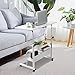 Adjustable Table Student Computer Portable Home Office Furniture Small Spaces Sofa Bedroom Bedside Desk Learn Play Game Desk on Wheels Movable with Storage Desk Size 31.5 * 15.7 Inch,White D