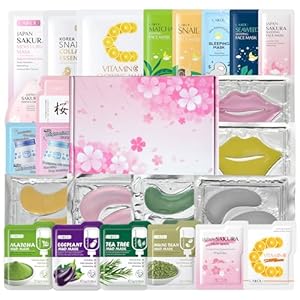 LAIKOU Face Mask Skincare Set, 24 Pcs Pamper Gifts for Women, 3 x Face Masks, 5 x Sleeping Masks, 6 x Mud Masks, 4 x Face Creams, 4 x Eye & 2 x Lip Masks, Care Package Gift Sets for Her Teenage Girls