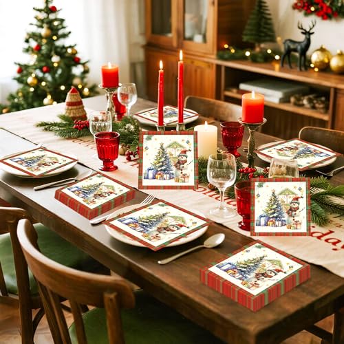 JeVenis 40 PCS Christmas Cocktail Paper Napkins Christmas Guest Napkins Vintage Snowman Guest Napkins christmas Disposable Paper Napkins Snowflake Xmas Tree Decorative for Party Table Dinner Bathroom – Image 5