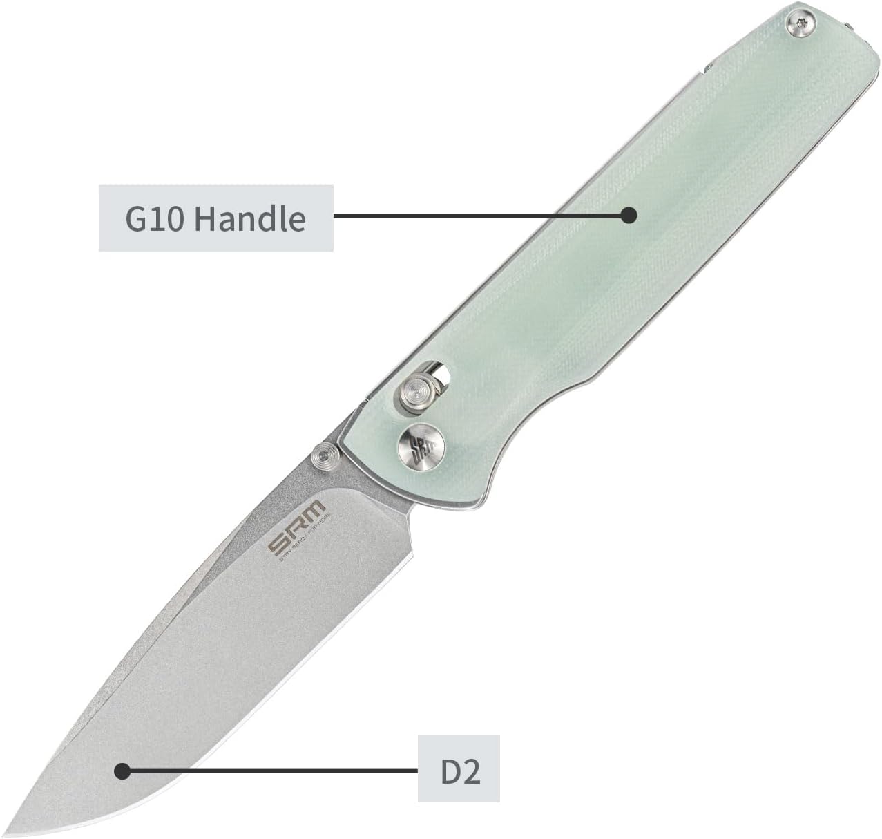 SRM EDC Folding Pocket Knife With Reversible Pocketclip, Blade 3.54'' D2 Steel, G10 Handle Tactical Fold Knives for Men Women, Sharp Camping Hiking Hunting Survival (Blue)