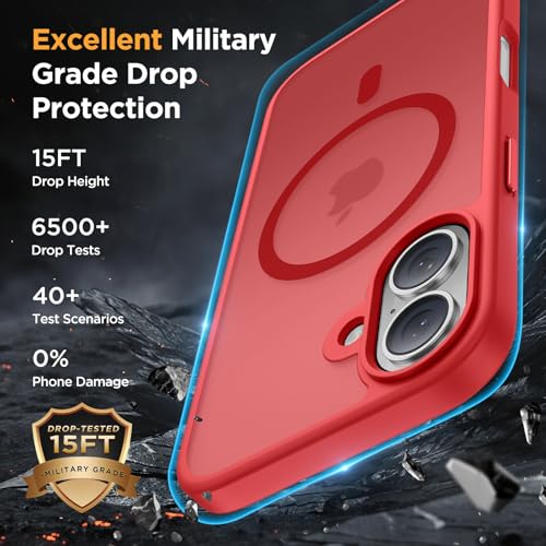 Image of Miracase Magnetic Series for iPhone 16 Case [Compatible with MagSafe] Military-Grade Protection, Anti-Fingerprint, Slim Phone Case for iPhone 16 6.1 inch - Red
