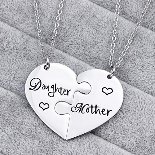 Nanafast 2 Pcs Mother Daughter Necklaces Adjustable Stainless Steel Matching Heart Necklace Set Mother’s Day Valentines Gifts For Couples Mom And Daughter - Daughter #TOP3
