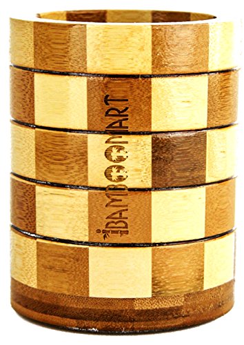 iBambooMart Bamboo Utensils Holder with 2 Thick Walls of Wood
