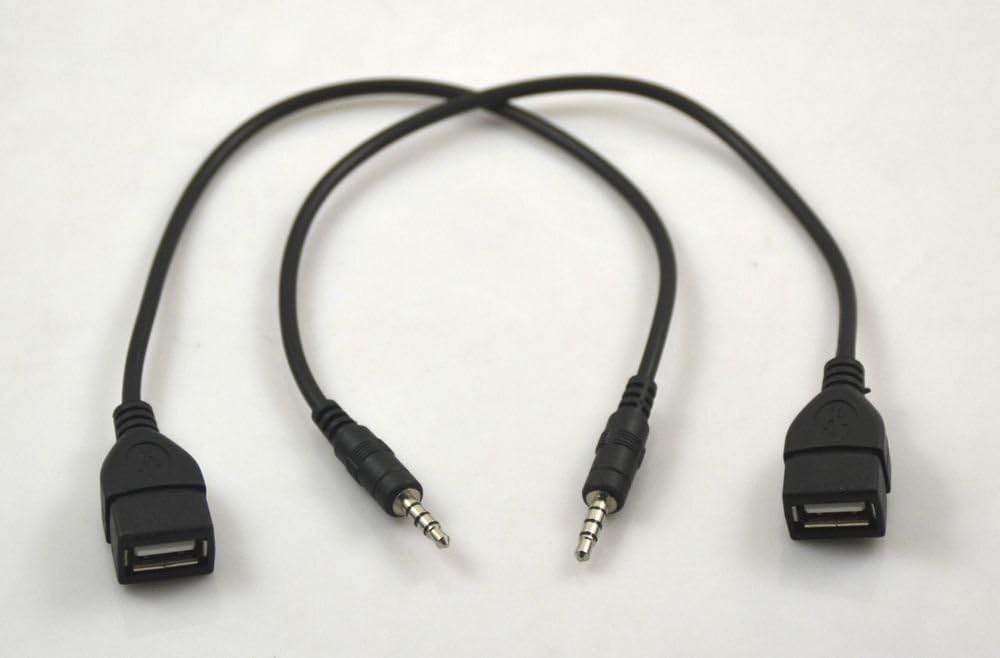 AUX to USB Adapter 3.5mm (1/8 inch) Jack Plug Male to USB 2.0 Female Converter OTG Cable Audio to USB Connector U-Disk to Car AUX Port Cord for Playing Music in car (MP3 Decoding Function Needed)