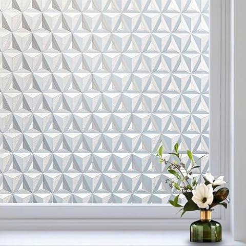 NINETREX Frosted Glass Window Film,Decorative Window Privacy Films,Static Cling UV Blocking Removable Window Clings,Opaque Window Stickers,Vinyl Window Coverings for Bathroom Home, 17.5 x 78.7inches Cover