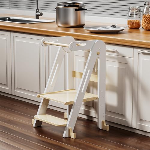 Kids Kitchen Step Stool, Foldable Toddler Tower...