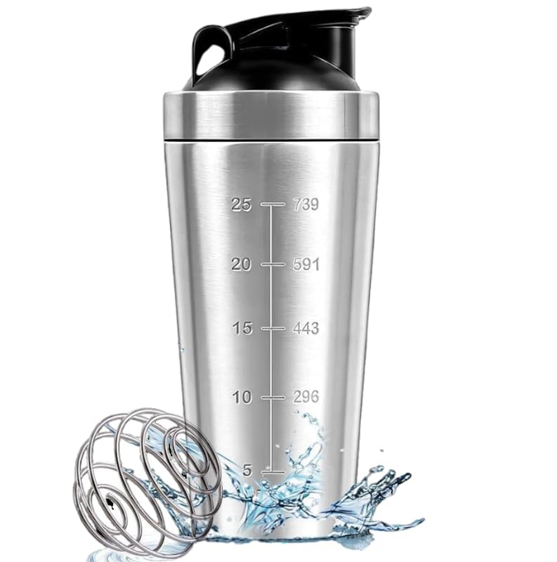 Onmall 1000ml Gym Shaker Bottle Stainless Steel Leakproof BPA-Free, with Blender Ball Flip-Top Lid, One-Hand Operation, Travel-Friendly, Ideal for Protein Shakes, Smoothies, Pre/Post-Workout Drink-image-20