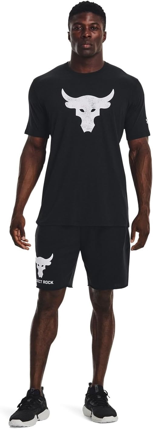Under Armour Men's Training T-Shirt, UA Project Lock, Short Sleeve, Brahma Bull, Black Ivory