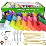 Polymer Clay Set, 24 Colours Nontoxic Oven Bake Clay Safe and Nontoxic Soft DIY Modelling Clay with Plastic Tools and Accessories Birthday Gifts for Kids