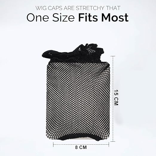 Prime Hair Mesh Net Liner Wig Caps Flexible Free-Size Long Weaving Cap/Patch Caps for Men Women (Pack of 3) Black - Image 2 thumbnail