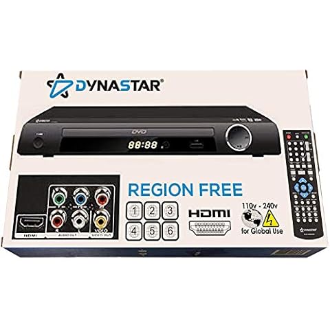 Region Free DVD Player Dynastar DVD-X9000HD with HDMI Output, Includes HDMI Cable, 110-220 - 240 Volts Mutli Region Code Free DVD Player Cover