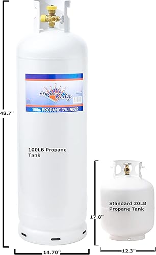 Miniatura 4 de Flame King YSN100MLT-1 Tanque de propano multiválvula de 100 libras con relleno de alta capacidad, color blanco