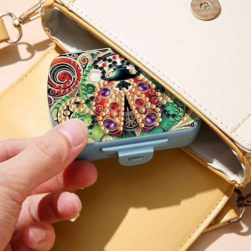 Image of ARTopet Diamond Art Painting Mini Storage Box with 6-Grid Creative Design Compact Portable Small Case for Purse Travel Daily (Ladybird)