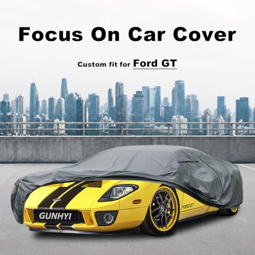Image of GUNHYI Premium Car Cover Custom Fit Ford GT, 16 Layers Heavy Duty Car Cover Waterproof All Weather with Zipper Door for Sun Rain Snow Dust Uv Protection