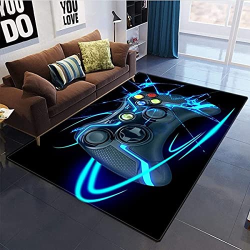 Fallenove Kinderzimmer Teppich 3D Bunt Gamepad Game Motiv Kinder Jungen Teppich Dekoration Schlafzimmer Kinderzimmer Wohnzimmer,Modern rutschfest Waschbar Flanell Kinderteppiche (B,120x160cm) Cover