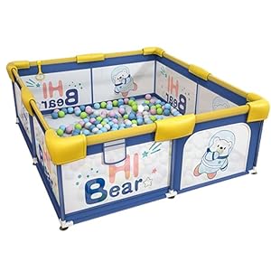 NUCARTURE 120 * 180cm Playard Playpen Baby Kids Play Yard with Mat and Balls Gate Playard Play Pen for Babies Play Area Indoor Setup,Kid Toddlers Playpen Baby Upto 4 Yrs (Blue)