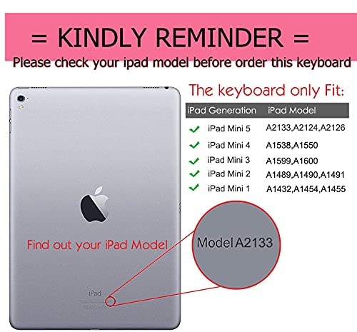 Funda con teclado para iPad Mini 5 apagado automático y teclado extraíble 2