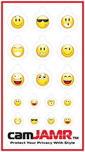 Webcam Cover/Stickers for Online Privacy. Fits Laptop, Tablet, Cell Phone, Smart Tv, Xbox and More! camJAMR Smiley Pack (Includes 17 Webcam Covers)