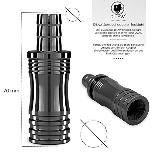 DILAW® Shisha V2A Edelstahl Adapter Schlauchadapter 18/8 Schliff Set 2-teilig Universal Hookah Wasserpfeife (2er Pack… – Bild 4