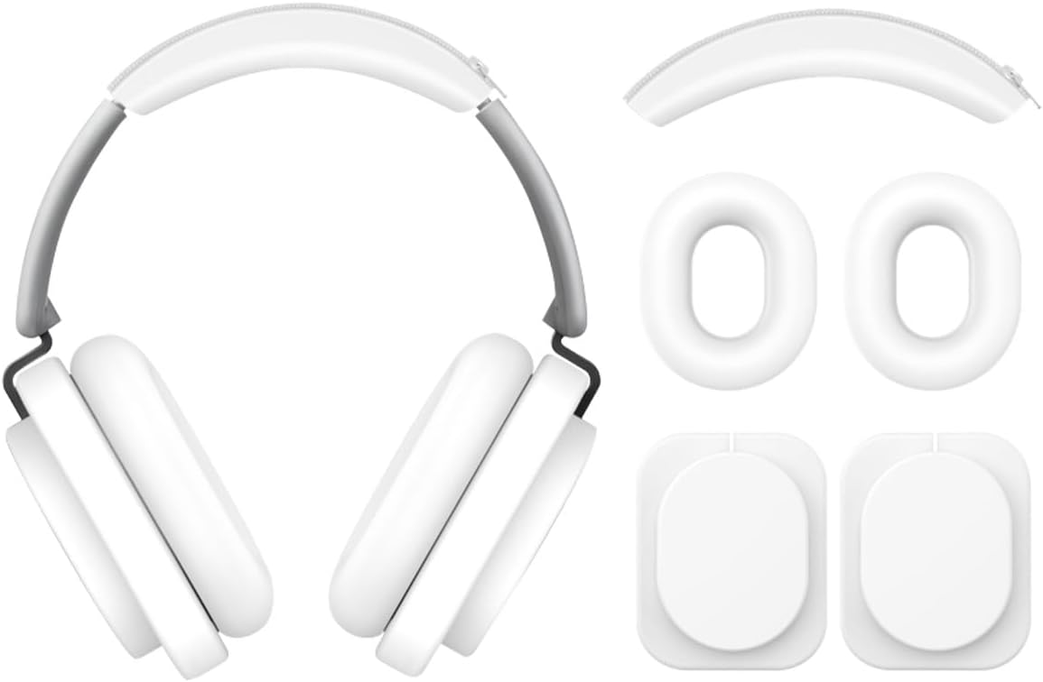 3-in-1 Silicone Case Cover for Nothing Headphone(1), Ear Pad Case Cover/Ear Cups Cover/Headband Cover,Nothing Headphone (1) Accessories, Washable & Sweatproof,White