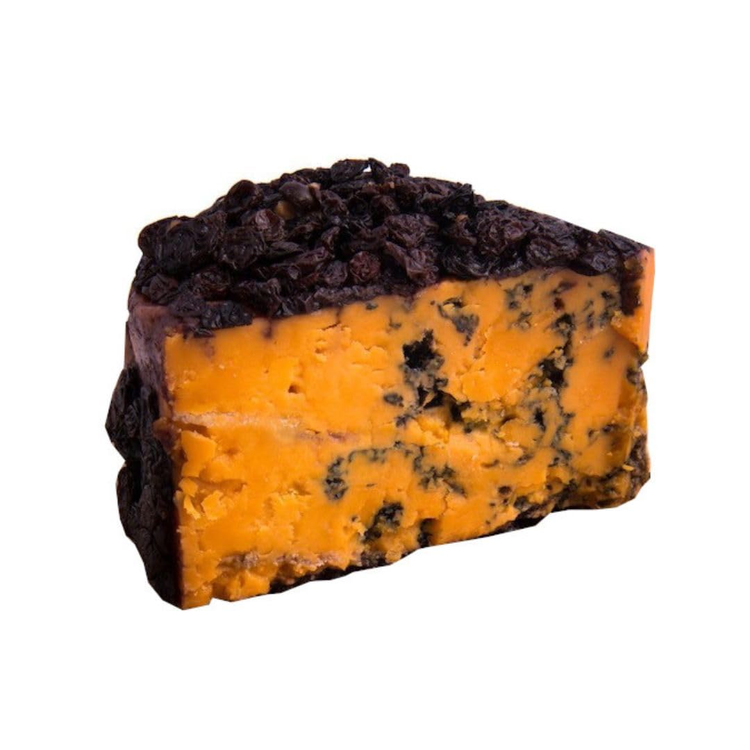 Queso Shropshire en el Puerto y Uvas de Corinto gr.500 SV - Sazonado - Producción artesanal láctea - Seleccionado por El Salchero 1978
