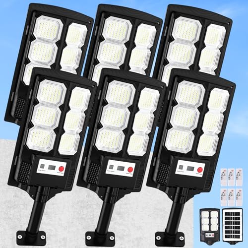 Solar Street Lights Outdoor 6-Pack, 11” LED Solar Flood Lights with Motion Sensor, Waterproof Dusk...