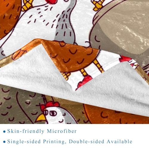 Couverture polaire en microfibre ultra douce imprimé poules