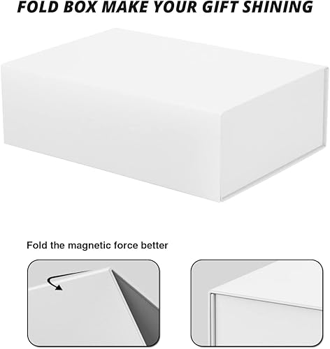 Miniatura 2 de Caja de regalo blanca de 11 x 7.5 x 3.5 pulgadas con tapa magnética, incluye tarjeta, cinta, relleno de papel triturado para Navidad, embalaje de