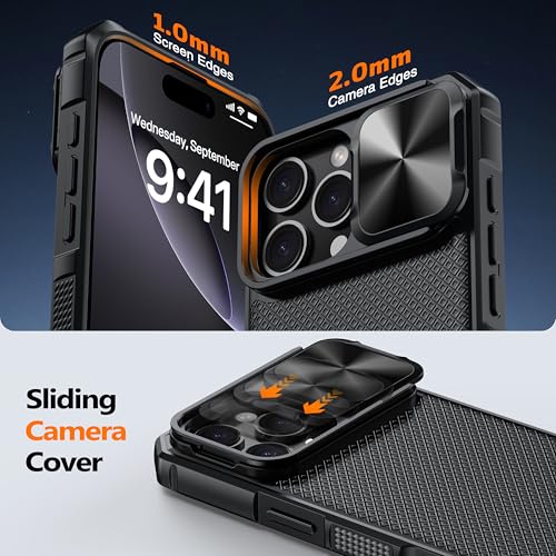 Image of Magnetic for iPhone 16 Pro Case [Slide Camera Cover] [Compatible with Magsafe] [Kickstand] [Military Grade Protection] Shockproof Rugged Case for iPhone 16 Pro,Black