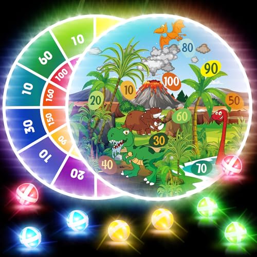 Cible de fléchettes LED de 48 cm pour Enfants - avec balles adhésives à LED - Parfait pour Le Jeu en intérieur et en extérieur pour Les garçons et Les Filles de 3 à 12 Ans