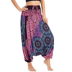 Harem vissersbroek voor dames, met dessin, off-shoulder jumpsuit baggy romper met hoge taille, comfortabele broek zomer…