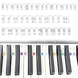 LACHT 88 Tasten Abnehmbare Klaviertastatur Etiketten, Klaviernoten, Führungsetiketten Für Anfänger,Volle Größe, Klavierschlüssel,Musiknoten,Buchstabenetikett, Wiederverwendbar.