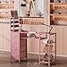 NinPeen Manicure Table Nail Desk for Nail tech with Drawers and Power Outlet,Nail Beauty Table with Storage and Open Shelves for Home,Workshop,Makeup Beauty Salon Workstation (Pink)