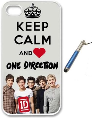 For Apple iPhone 4 4G 4S Love One Direction Boy Band 1D Keep Calm Design WHITE Sides Slim HARD Case Skin Cover Protector Accessory