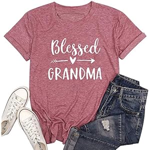 Blessed-Grandma-Shirt-Funny-Cute-Graphic-Tees-Women-Letter-Print-T-Shirt-Casual-Short-Sleeve-Tops Blessed Grandma Shirt Funny Cute Graphic Tees Women Letter Print T-Shirt Casual Short Sleeve Tops (XL, Red)