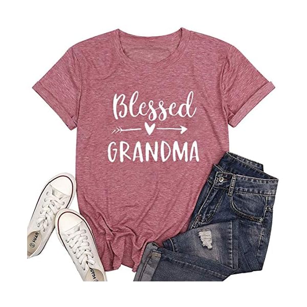 Blessed-Grandma-Shirt-Funny-Cute-Graphic-Tees-Women-Letter-Print-T-Shirt-Casual-Short-Sleeve-Tops Blessed Grandma Shirt Funny Cute Graphic Tees Women Letter Print T-Shirt Casual Short Sleeve Tops (XL, Red)