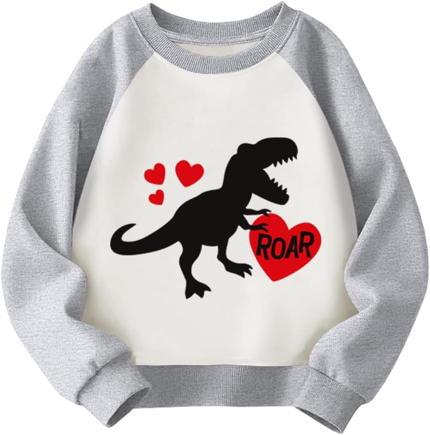 Kids Valentines Day Sweatshirts Boys Girls Valentine's Monster Truck Heart Graphic Shirt Toddler Long Sleeve Outfit Tops