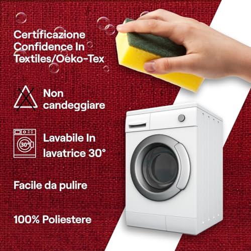 Nappe LINEN rectangulaire bordeaux 140x360 cm polyester lavable